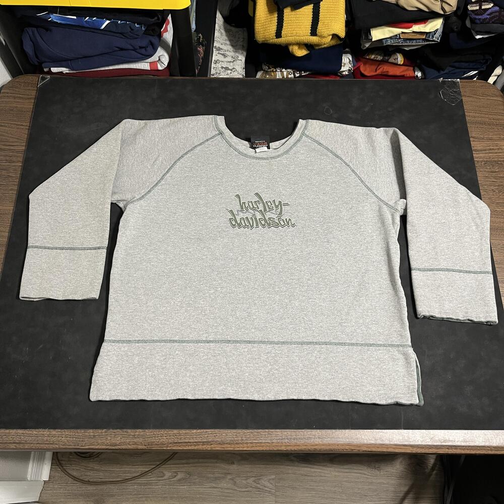 Harley Davidson Sweatshirt Graffiti 2XL Made USA Raglan JNCO Y2k Raglan Crewneck